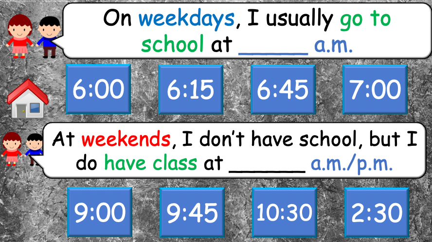 Grade 4 - ESL Lesson - Daily Routine / Time - PowerPoint Lesson