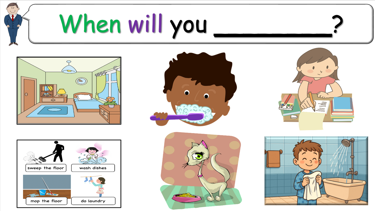 Grade 4 (or 5) - ESL Lesson - Daily Activities (Before/After) - PowerPoint Lesson