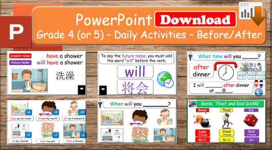 Grade 4 (or 5) - ESL Lesson - Daily Activities (Before/After) - PowerPoint Lesson