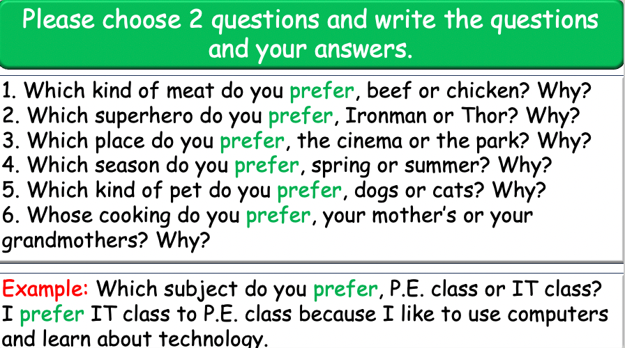Grade 4 - ESL Lesson - Different Preferences - PowerPoint Lesson