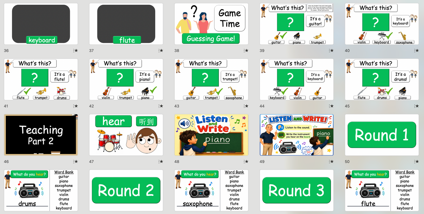 Grade 2-3 - ESL Lesson - Musical Instruments - Part 1