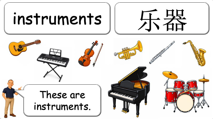 Grade 2-3 - ESL Lesson - Musical Instruments - Part 1