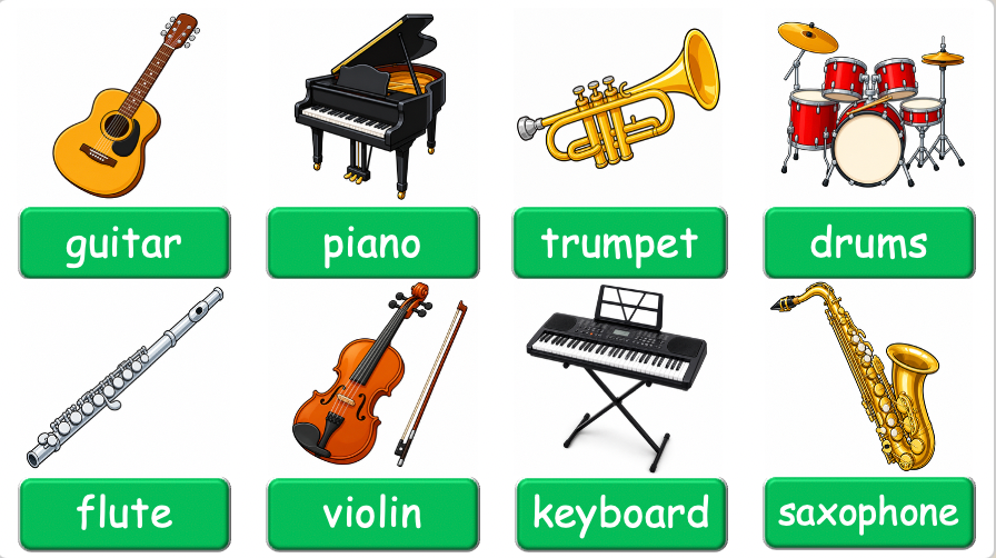 Grade 2-3 - ESL Lesson - Musical Instruments - Part 1