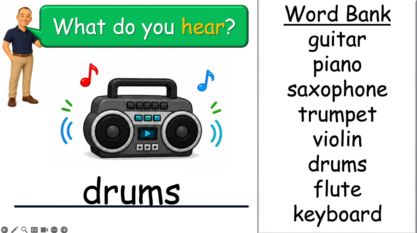 Grade 2-3 - ESL Lesson - Musical Instruments - Part 1