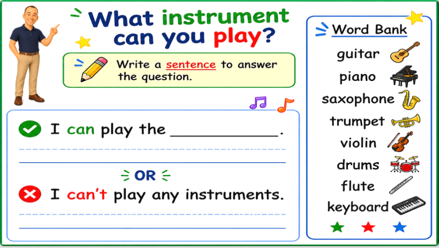 Grade 2-3 - ESL Lesson - Musical Instruments - Part 2