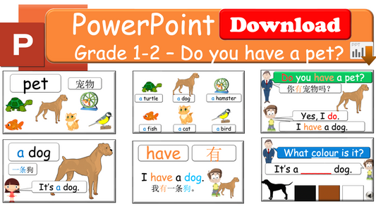 Grade 1-2 - ESL Lesson - Do you have a pet? - PowerPoint Lesson