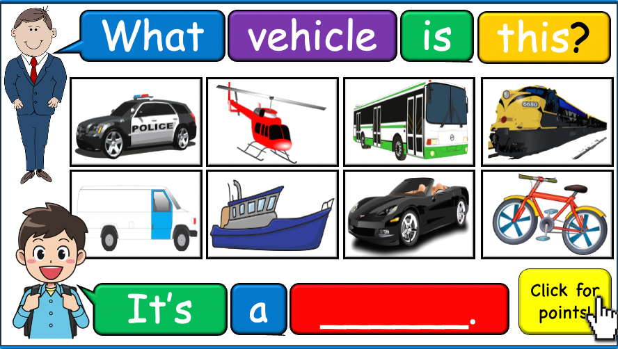 Grade 2 - ESL Lesson - Vehicles - Part 1 - PowerPoint Lesson