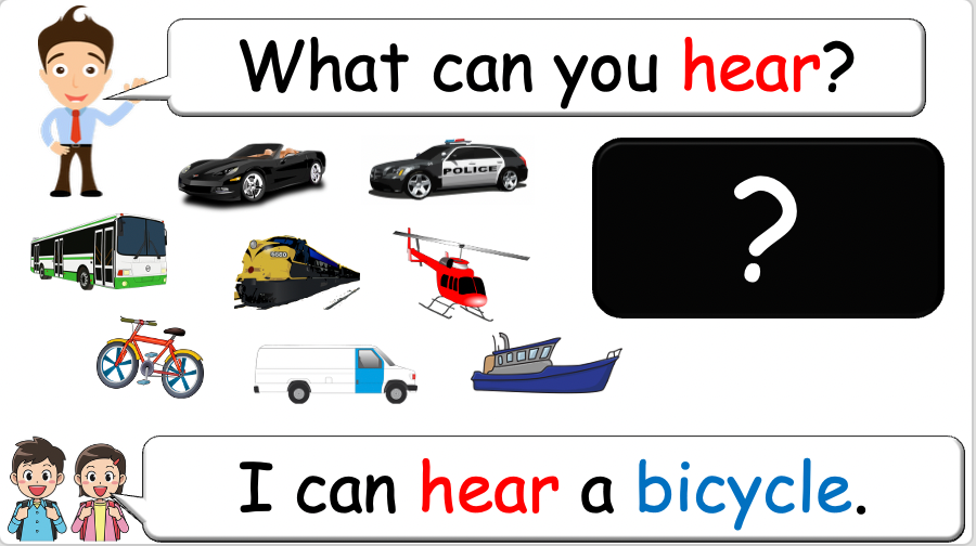 Grade 2 - ESL Lesson - Vehicles - Part 2 - What can you hear? - PowerPoint Lesson