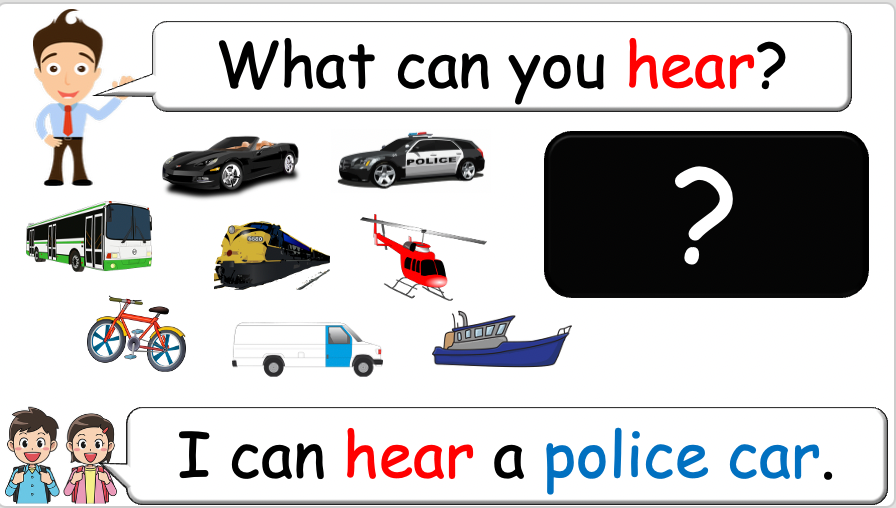 Grade 2 - ESL Lesson - Vehicles - Part 2 - What can you hear? - PowerPoint Lesson
