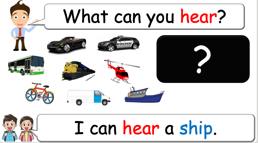 Grade 2 - ESL Lesson - Vehicles - Part 2 - What can you hear? - PowerPoint Lesson