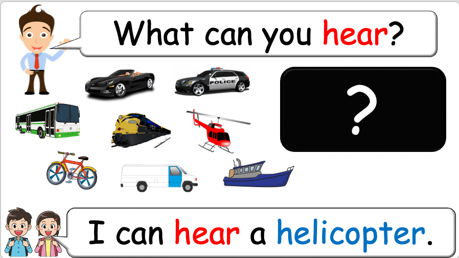 Grade 2 - ESL Lesson - Vehicles - Part 2 - What can you hear? - PowerPoint Lesson