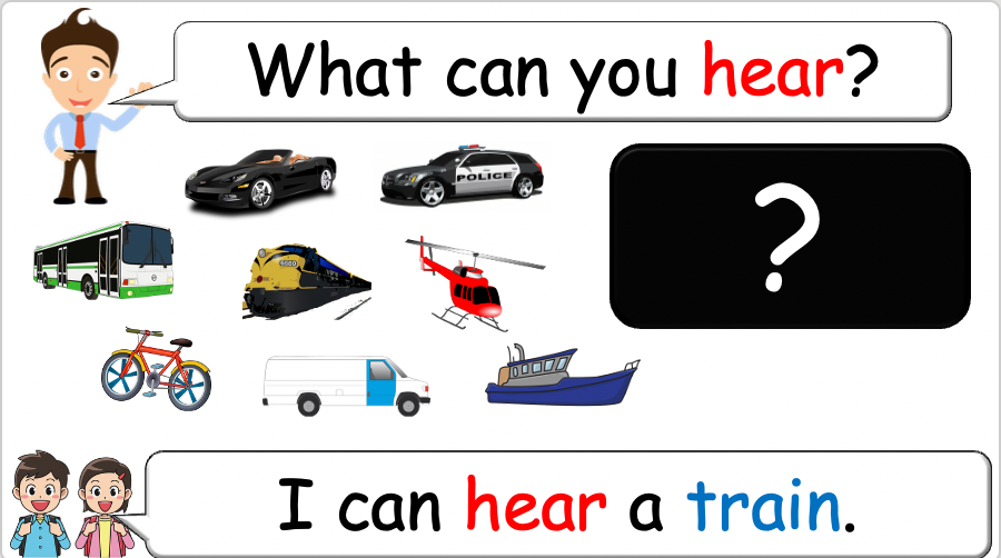Grade 2 - ESL Lesson - Vehicles - Part 2 - What can you hear? - PowerPoint Lesson