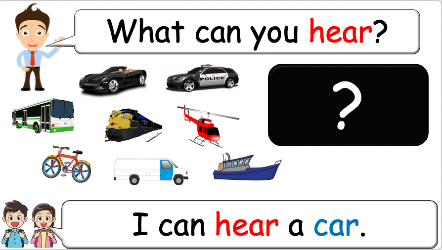 Grade 2 - ESL Lesson - Vehicles - Part 2 - What can you hear? - PowerPoint Lesson