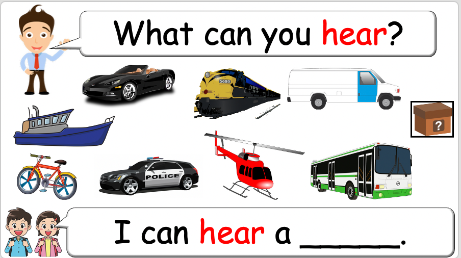 Grade 2 - ESL Lesson - Vehicles - Part 2 - What can you hear? - PowerPoint Lesson