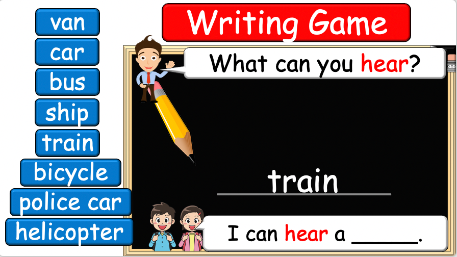 Grade 2 - ESL Lesson - Vehicles - Part 2 - What can you hear? - PowerPoint Lesson