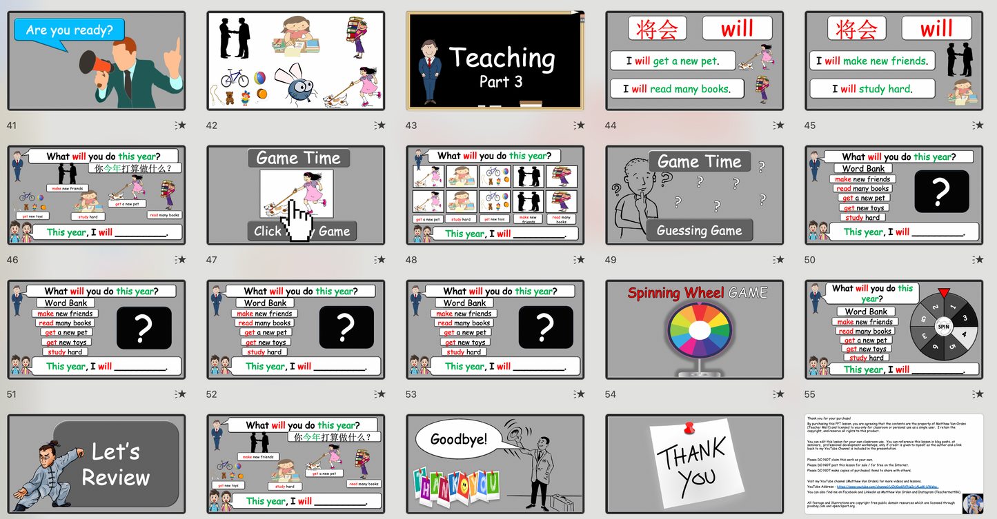 Grade 2-3 (or 4) - ESL Lesson - New Year's Lesson - PowerPoint Lesson