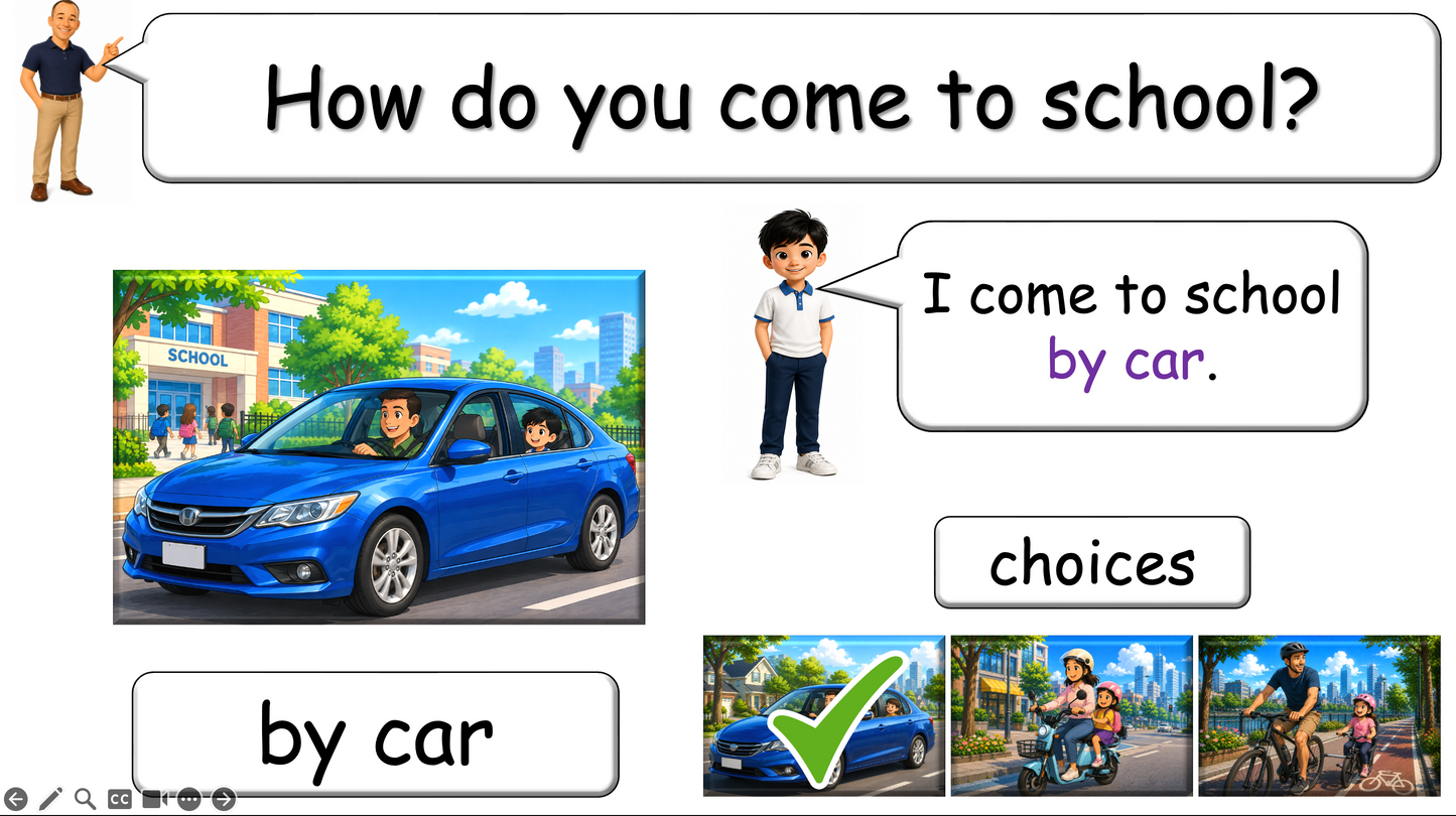 Grade 2 - ESL Lesson - How do you come to school?
