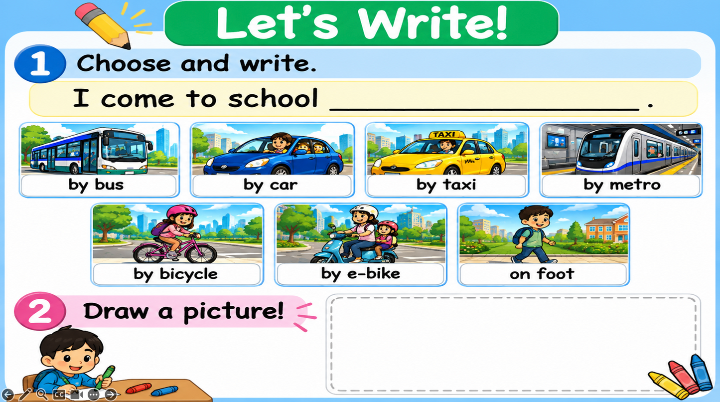 Grade 2 - ESL Lesson - How do you come to school?