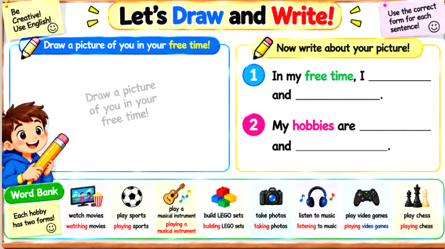 Grade 4 - ESL Lesson - Hobbies and Free Time