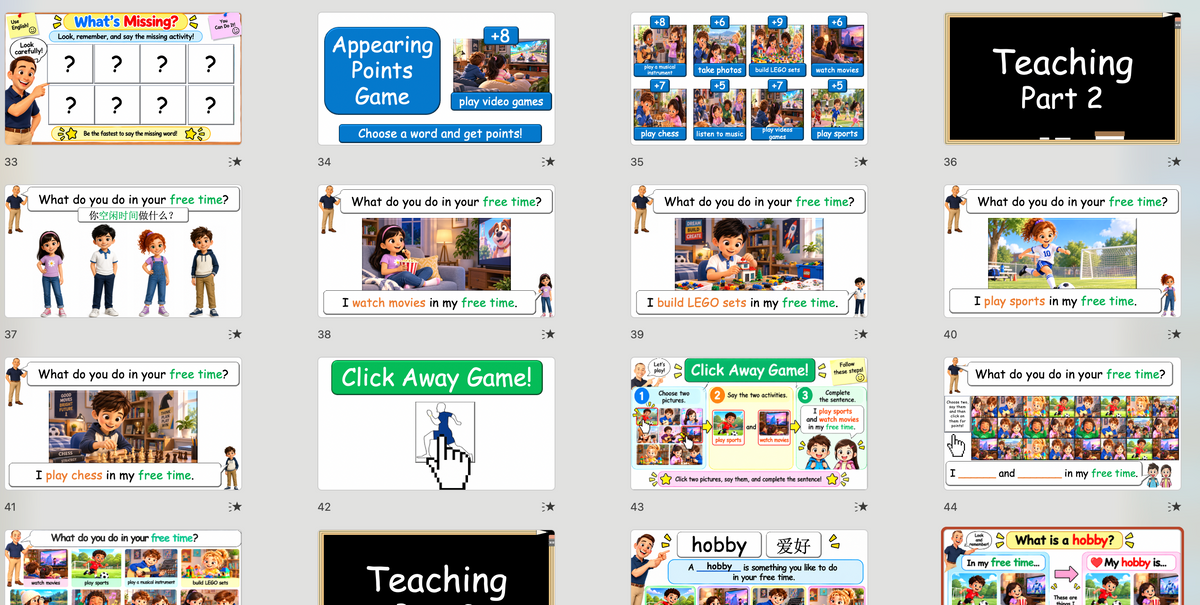Grade 4 - ESL Lesson - Hobbies and Free Time