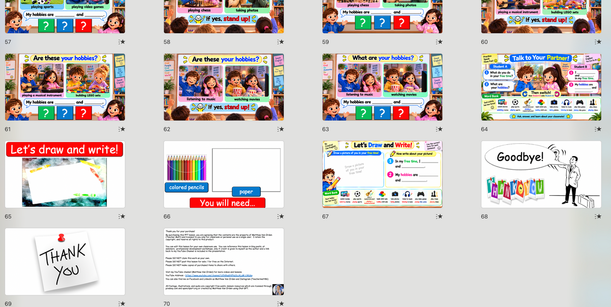 Grade 4 - ESL Lesson - Hobbies and Free Time