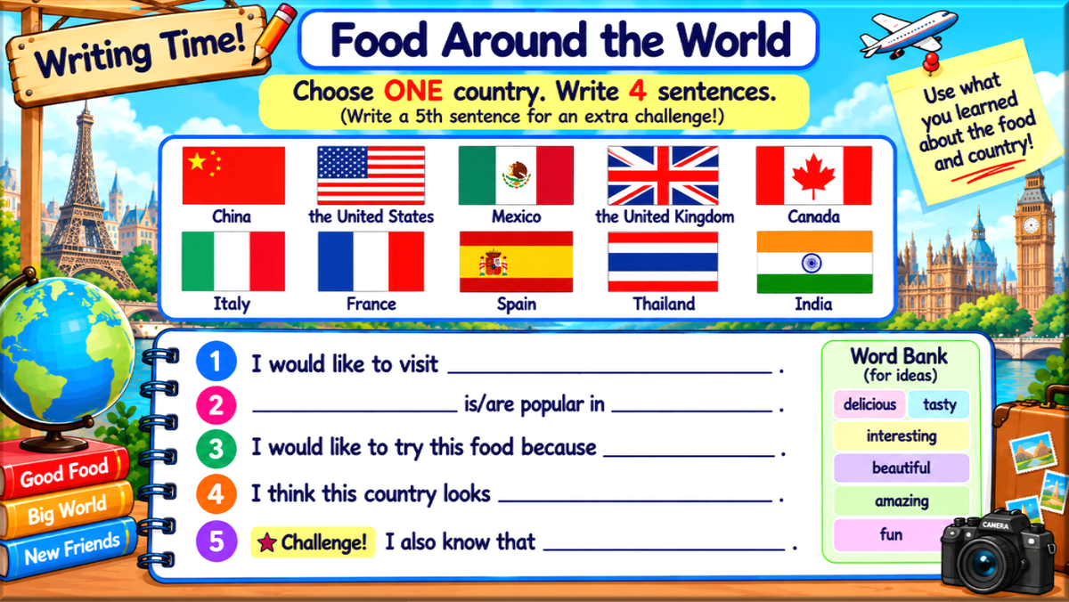 Grade 4-5 - ESL Lesson - Food Around the World - Part 2 - Food