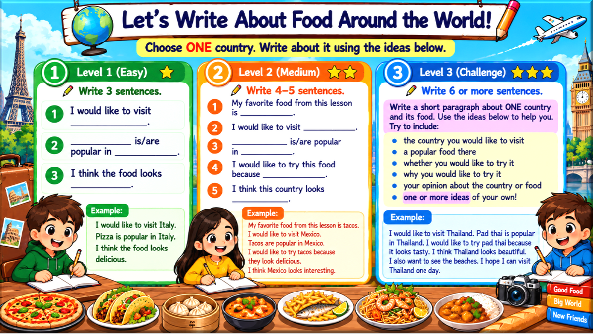 Grade 4-5 - ESL Lesson - Food Around the World - Part 2 - Food